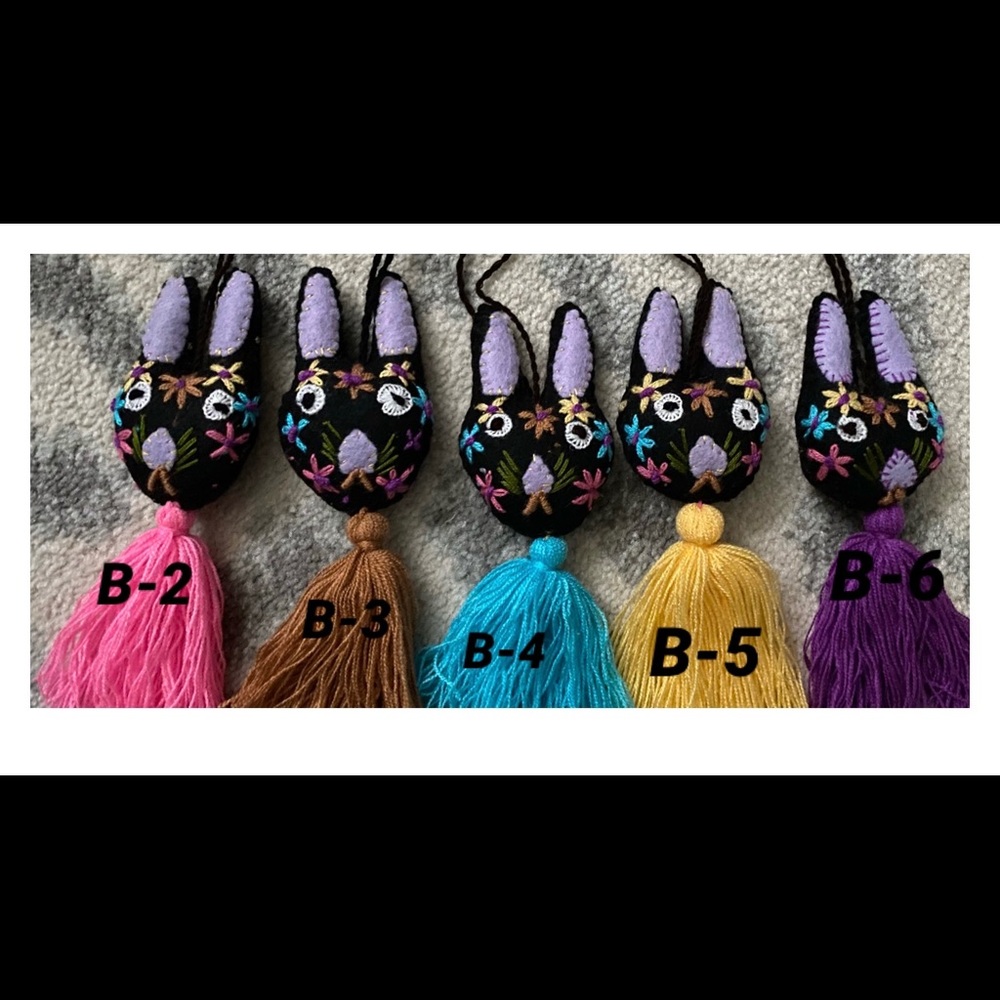 Gorgeous felt hand made bunny tassels